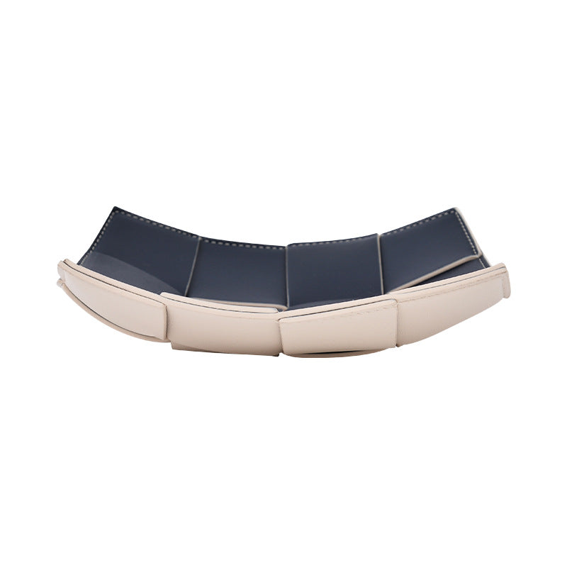 High-grade Woven Leather Tray Hallway Key Dining Tray Storage Box
