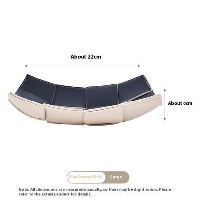 High-grade Woven Leather Tray Hallway Key Dining Tray Storage Box