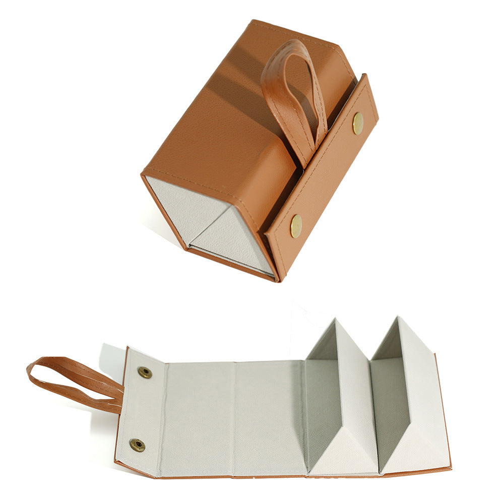 Leather Multi-grid Glasses Case Simple Sunglasses Storage Box Multi-fold