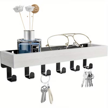 In-stock Retro Wooden Key Holder Multi-Functional Storage Rack With Hooks