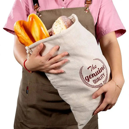 Drawstring Bag For The Kitchen Or Bakery A Cotton Fabric Pouch For Storing Bread And Other Items