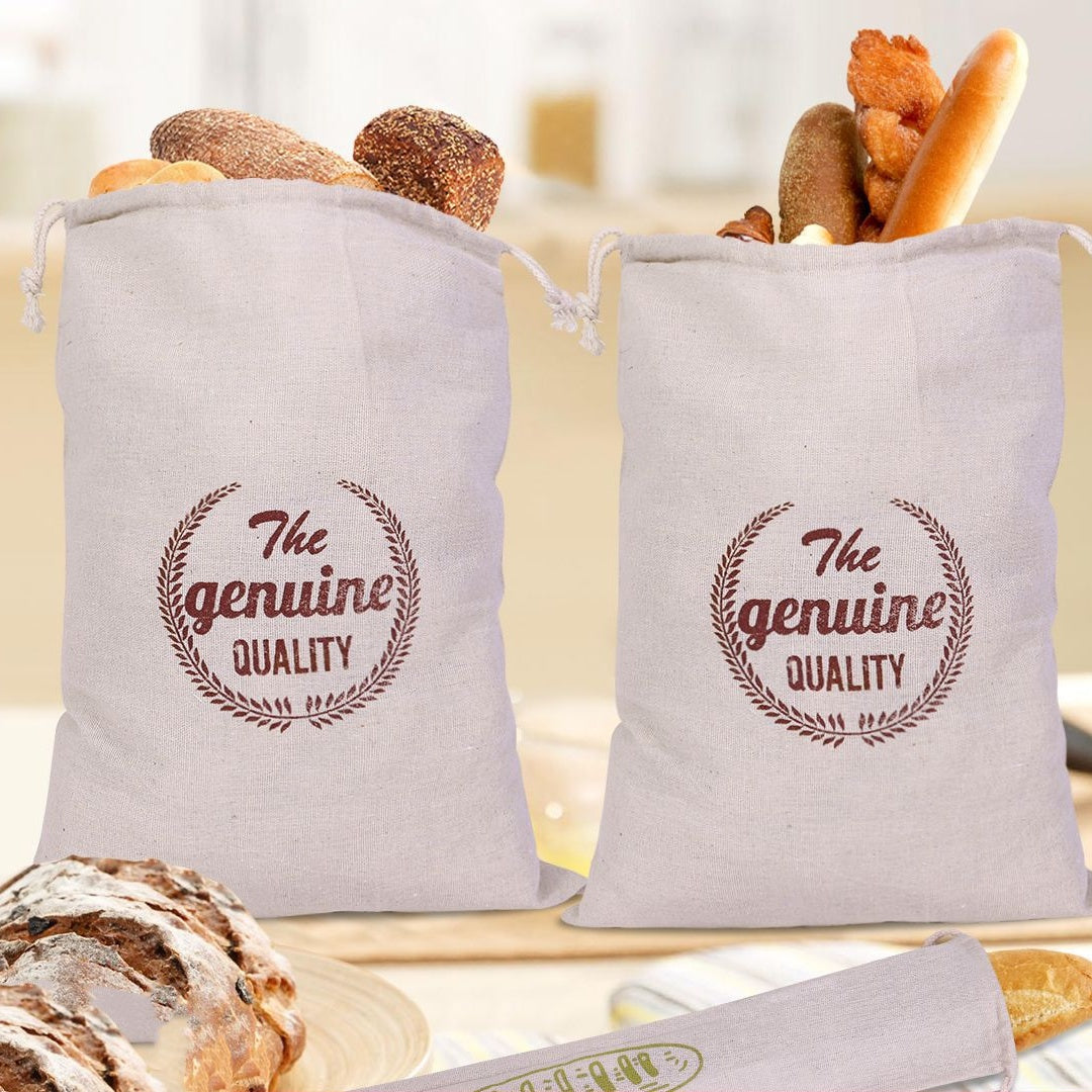 Drawstring Bag For The Kitchen Or Bakery A Cotton Fabric Pouch For Storing Bread And Other Items