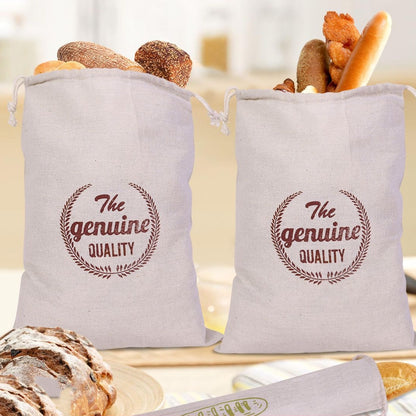 Drawstring Bag For The Kitchen Or Bakery A Cotton Fabric Pouch For Storing Bread And Other Items