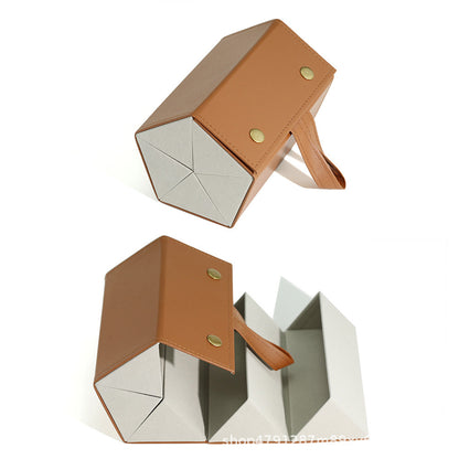 Leather Multi-grid Glasses Case Simple Sunglasses Storage Box Multi-fold