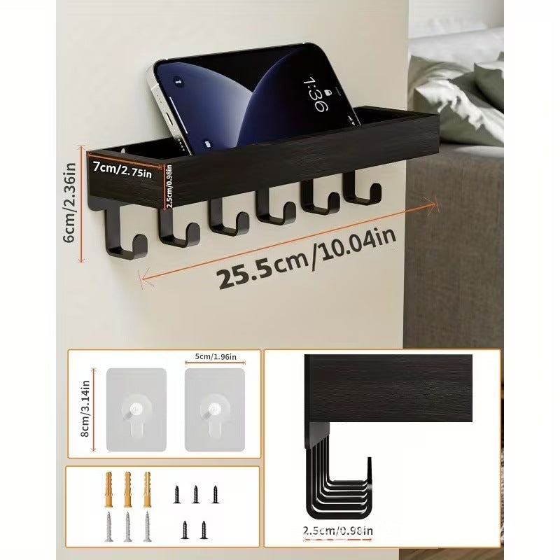 In-stock Retro Wooden Key Holder Multi-Functional Storage Rack With Hooks