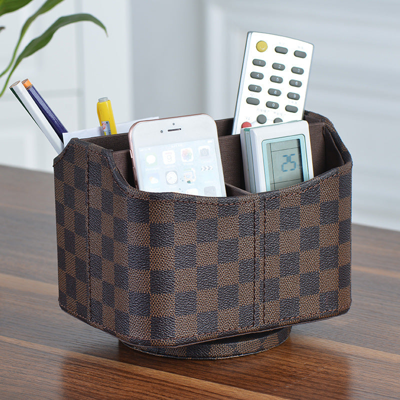 Leather Living Room Coffee Table Desktop TV Air Conditioner Remote Control Storage Box