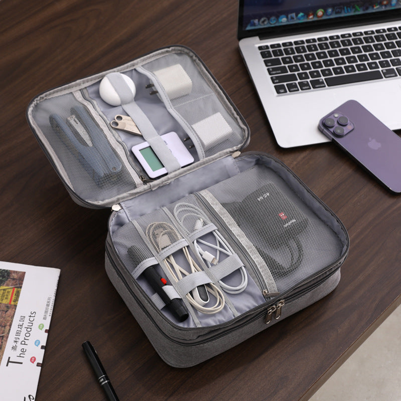 Three-layer Cable Organizer Bag Multi-functional And Waterproof Oxford Fabric