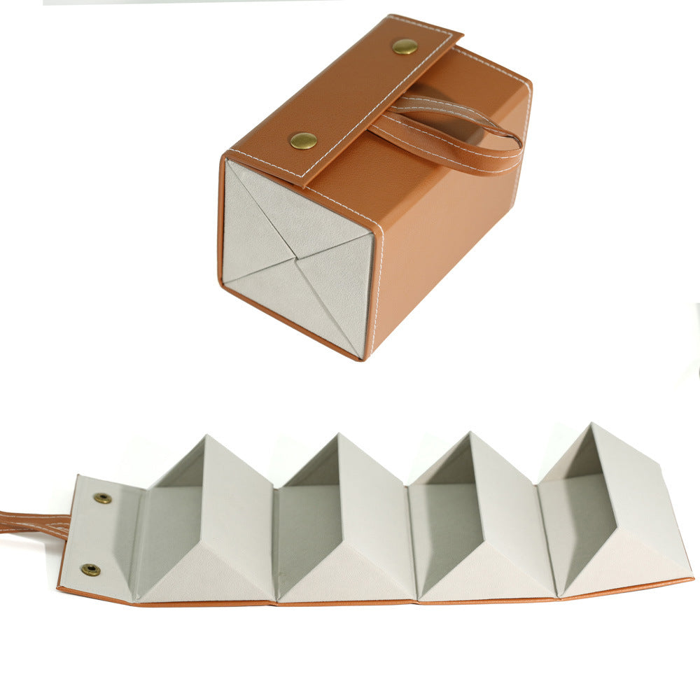 Leather Multi-grid Glasses Case Simple Sunglasses Storage Box Multi-fold